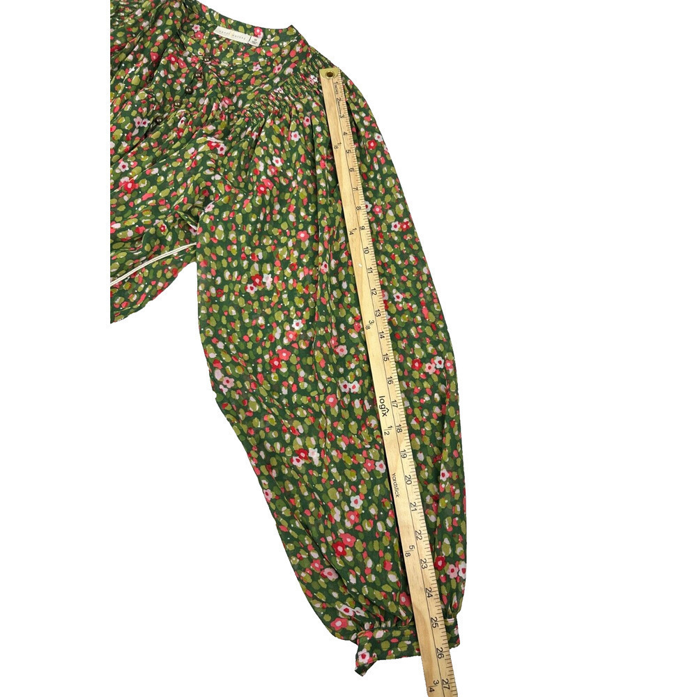 Happy X Nature Kate Hudson Women's Green Floral Peasant Top M New With Tags $78 - Picture 8 of 11